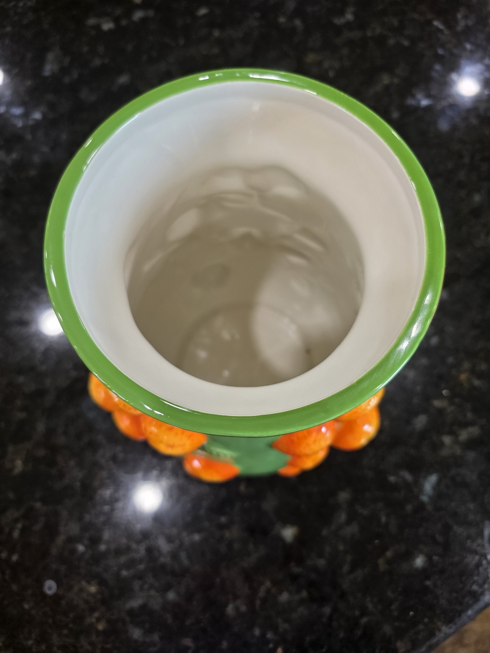 MacKenzie Childs Tutti Frutti Green Ceramic Vase with Oranges - Picture 2 of 7
